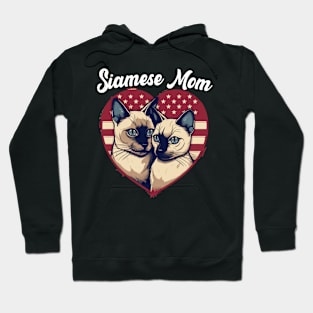 4th of july Siamese Cat Mom American Flag Hoodie